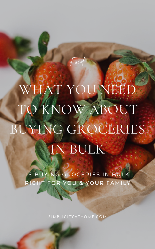 Tips for grocery shopping and buying groceries in bulk.