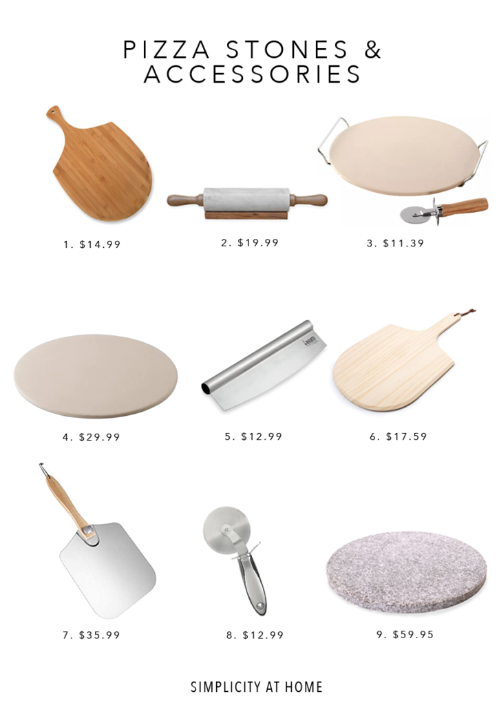 Pizza stones and accessories for making pizza at home.
