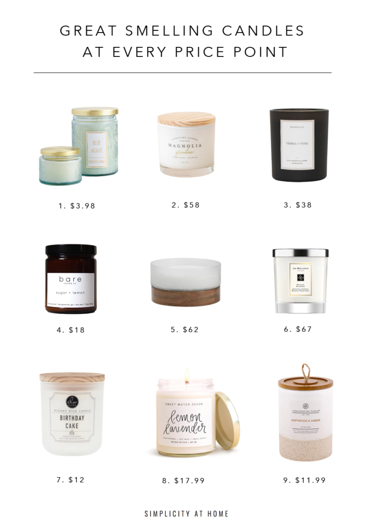 Great smelling candles for home at every price point.